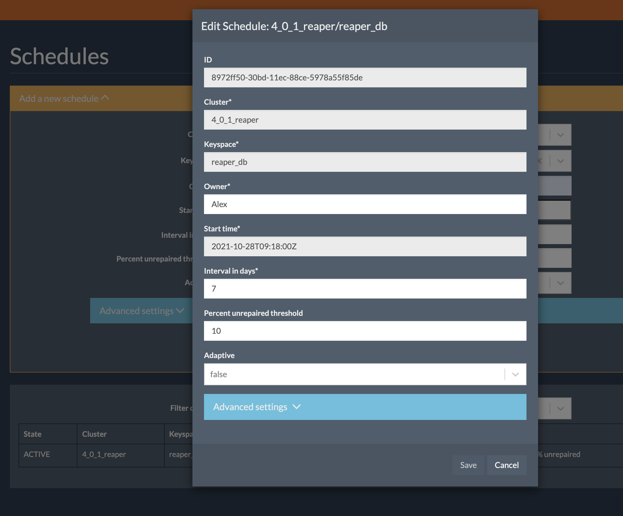 Edit Repair Schedule Edit Repair Schedule